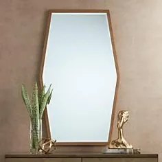 آینه دیواری شش ضلعی Ayva Gold 28 "x 47" - # 70W23 |  لامپ به علاوه