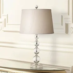 چراغ رومیزی مدرن لهجه ای Herminie روی صفحه اکریلیک شفاف طراحی باز و روشن از سایه طبل سفید برای اتاق نشیمن اتاق خواب خانواده - نورپردازی 360