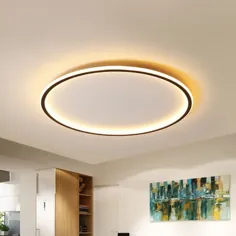 سبک نوردیک دیسک LED چراغ سقفی 16 اینچ لامپ مشکی آلومینیومی سیاه و سفید در نور گرم نزدیک به چراغ های سقفی