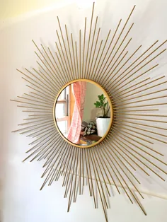 آینه استاربرست تزئینی ، آینه دیواری فلزی ، آینه آویز دیواری به شکل Sunburst (آینه آفتاب کش)