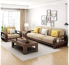 مبلمان جهانی Sheesham Wood Natural Teak Sofa Set Sofa Table Table - (3 + 2 + 1)