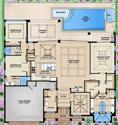 طرح خانه 1018-00273 - طرح ساحلی: 2،526 فوت مربع ، 3 اتاق خواب ، 3 حمام