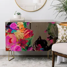 Deny Designs Biljana Kroll Floral Storm Credenza با رنگ قرمز
