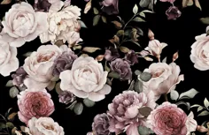 Fototapete Dunkelfarbene Blumen Lila-Pink |  هوویا DE