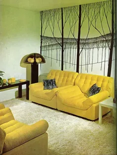 درختان نقاشی دیواری دیواری ، صندلی های مدولار زرد