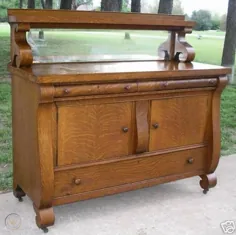 ANTIQUE TIGER OAK EMPIRE SIDEBOARD SERVER BUFFET SERVER NICE |  # 17870543