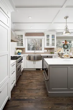 آشپزخانه سبک انتقالی سفید