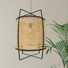Rohr Rattan Anhänger Licht Bambus Lampe Boho Fixure moderne |  اتسی