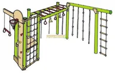 Ninja 5 DIY Playground Kit Climbing Ropes Nets مانع حلقه های میمون میله نردبان