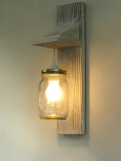 جفت چراغ دیواری دیوار ساخته شده از دیوار مصنوعی شیشه Mason Jar |  اتسی
