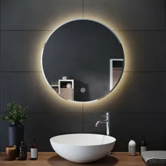 آینه گرد حمام گرم LED روشن با Demister Touch 600x600mm |  eBay