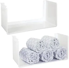 mDesign پلاستیکی دیواری قفسه صفحه نمایش نگهدارنده حوله - آویزان در حمام ، آشپزخانه ، ورودی راهرو ، راهرو ، اتاق خواب ، اتاق خواب ، اتاق لباسشویی - حوله های آشپزخانه ، حوله های دستی ، 2 بسته - سفید