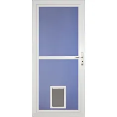 LARSON Tradewinds Pet Door 36-in x 81-in White Full View Universal Reversible Aluminium Storm Door Lowes.com