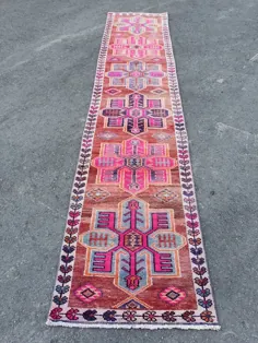 فرش ترکیبی Vintage Turkish Runner 2.8x13 ft Handwoven فرش |  اتسی