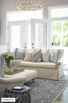 تور اتاق نشیمن تابستانی با آبی + سفید - CITRINELIVING
