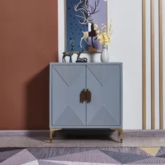 کابینت مدرن کفش ذخیره سازی کفش آبی با درها و قفسه ها با رنگ طلای کوچک