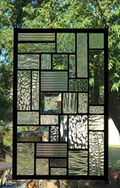 آویزان پنجره شیشه ای رنگی هندسی |  اتسی