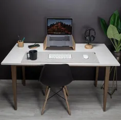 پایه لپ تاپ پایه MacBook پایه نگهدارنده رایانه چوب Wood |  اتسی
