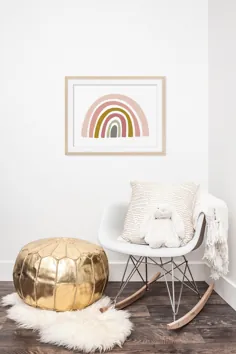Rainbow Printable Wall Art Neutral Boho Nursery |  اتسی