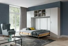 تختخواب دو تخته دیواری افقی مورفی تختخواب مخفی با کمد ، کمد لباس |  eBay