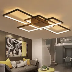چراغ سقفی 3 مستطیل عریض سیاه و سفید 43 "مدرن LED اکریلیک نیمه نصب شده در نور گرم در نور گرم نزدیک به چراغ های سقفی