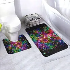 Vbcdgfg Bright Beautiful Bubbles Art Doormats Set، چاپ پد ضد حمام حمام ، فرشهای ورودی قابل شستشو ضد لغزش (دو قطعه 24 "x35.4" و 15.7 "x19.7")
