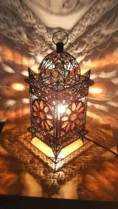 چراغ میز گل برش خورده نگین دار مراکشی به سبک مراکشی Vintage Shabby Chic Colorful |  eBay