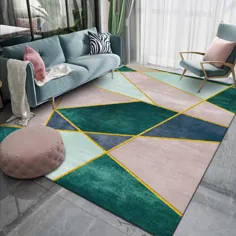 فرش پشتی و غیر قابل لغزش قابل شستشوی فرش پشتی و غیر قابل لغزش فرش پشتی فرش رنگی و رنگین فرش صورتی و سبز - اتاق فرش سبز 2'7 "x 3'11"