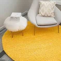 فرش منحصر به فرد Loom 8'2 دور جامد Shag فرش در زرد آفتابی توسکانی