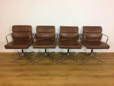 صندلی های اداری چرمی کنیاک EA107 توسط چارلز و ری ایامز برای هرمان میلر |  # 72372
