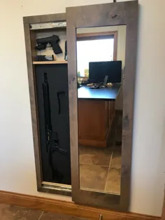 آینه ذخیره سازی مخفی اسلحه دیواری تفنگ دیواری تفنگ اسلحه - خاکستری