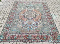 فرش بزرگ ایرانی فرش ترکی نارنجی نارنجی 9.6x12.4ft |  اتسی