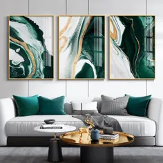 عقیق سبز نقاشی بوم نقاشی برگ طلایی پوسترهای نوردیک و چاپ تصاویر هنری از دیوار برای اتاق نشیمن دکوراسیون منزل مدرن