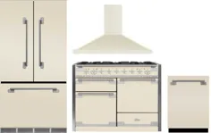 بسته لوازم آشپزخانه AGA AGRERADWRH11 4 قطعه با یخچال درب فرانسوی ، دامنه دوگانه سوز و ماشین ظرفشویی در عاج