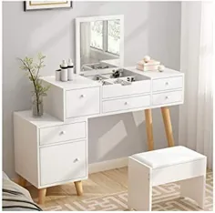 میز آرایش ساده اتاق خواب مدرن اروپایی آینه آرایش تاشو Mini Ins Wind Net قرمز میز ذخیره سازی میز آرایشی میز آرایشی سفید