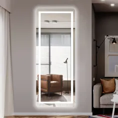آینه تمام طول آینه دیواری آینه LED آینه آینه با چراغ برای حمام / اتاق خواب / اتاق نشیمن با سوئیچ لمسی کم نور ، ضد آب (LED ، 64 "x 21") - Walmart.com