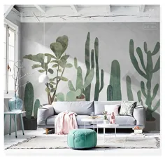 دیوار کاغذ دیواری گیاهان گرمسیری کاکتوس دست ساز نقاشی آبرنگ |  اتسی