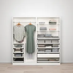 PAX / BJÖRNÖYA ترکیب کمد لباس - جلوه رنگی سفید / خاکستری - IKEA