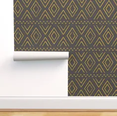Daimonds Wallpaper Mustard & Grey توسط Littlearrowdesign |  اتسی