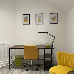 دکور چاپ خاکستری دیواری زرد اشکال مدرن داخلی |  اتسی