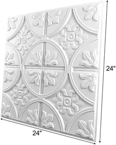 کاشی های سقفی Art3d Drop 2x2 ، صفحه سقفی چسب دار ، سبک کلاسیک فانتزی به رنگ سفید