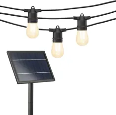 چراغ های رشته ای در فضای باز ضد آب و هوا ، آقایان Beams S14 Bulb Solar LED ، 54 فوت ، سیاه