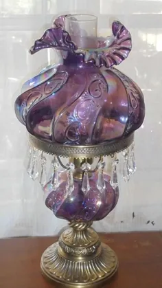 لامپ شیشه ای خیره کننده Ventet Fenton Amethyst با کریستال های منشور و برنج |  # 1749702190