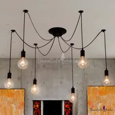آویز چند لایت 6 عددی ادیسون اسپایدر در چراغ های سبک مشکی برای اتاق نشیمن رستوران