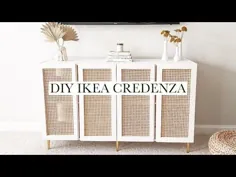 DIY Caned Credenza |  Boho + Midcentury Modern (IKEA HACK)