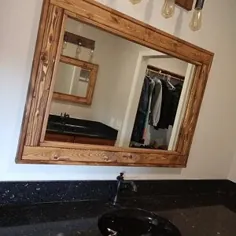 آینه غرور آینه قاب دار چوبی Mid Century |  اتسی