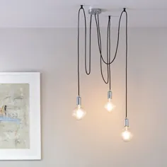 چراغ آویز صنعتی سه لامپ Cleo - مس یا کروم |  گل پامچال و آلو