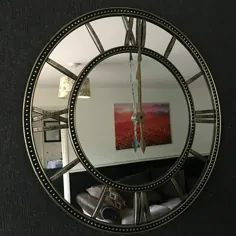 آینه بزرگ گرد DEENZ ساعت دیواری مهره ای برنجی به پایان رسید ساعت رومیزی عددی دیواری آینه ساعت دیواری برای دفتر خانه اتاق نشیمن دکوراسیون اتاق خواب Dia 56 سانتی متر