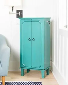Hives and Honey 2005-777 Cabby Fully Locking Jewelry Armoire، 40 "x 19" x 13.75 "، Turquois. - PIQ Creative Living