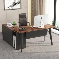 میز تحریر L شکل با کابینت میز کامپیوتر بزرگ دفتر کار |  اتسی